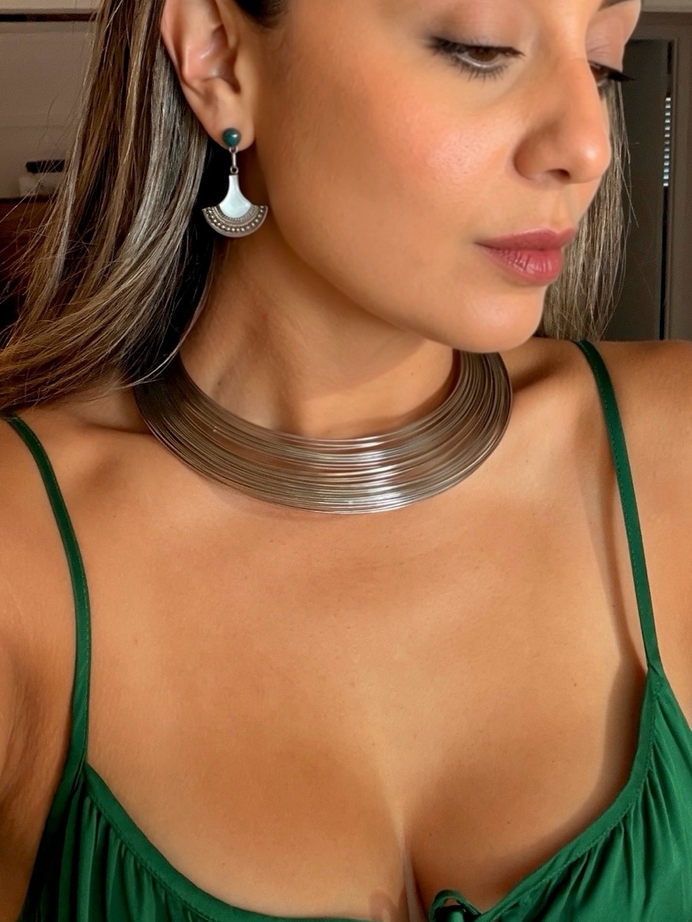 Silver Multi-Strand Collar Necklace - Women Jewelry